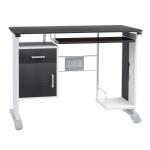 HOMCOM Computer Desk Glass Table Workstation Laptop pc desk mobile with wheels White(c-7)