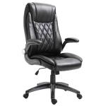 Vinsetto High Back Executive Office Chair Home Swivel PU Leather Ergonomic Chair, with Flip-up Arm, Wheels, Adjustable Height, Black