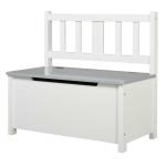 HOMCOM Wooden Toy Box Storage Chest Seating Bench Organizer for Kids Ottoman with Safety Hinge