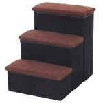 PawHut 3-Step Foldable Pet Steps Pet Stairs with Fleece Cover and Storage(c-2)