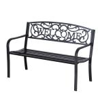 Outsunny Garden Bench Porch Chair Outdoor Park Loveseat Steel Black Patio(c-3)