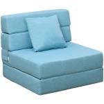 HOMCOM Convertible Floor Sofa Bed Recliner Fabric Upholstered Sleeper Lounge Futon with Pillow for Living Room, Blue