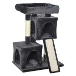 PawHut 83cm Cat Tree Plush Activity Center Sisal Scratching Post 2 House Cushion Perch Black