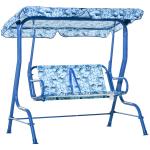 OUTSUNNY 2-Seat Kids Canopy Swing Chair Toddler Outdoor Glider Hammock Lounge with Shade Awning Seat Belt for Porch Backyard Pirate Pattern 43.25" x 27.5" x 43.25"(c-2)
