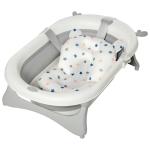 HOMCOM Collapsible Baby Bath Tub Foldable Ergonomic w/ Cushion Temperature Sensitive Water Plug Non-Slip Support Leg Portable for 0-3 Years, Offwhite