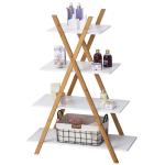 kleankin Modern 4-Tier Bathroom Display Shelf Shelving Unit Bookcase for Study & Living Room with Bamboo Frame