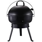 Outsunny Portable Small Charcoal Grill Barbecue BBQ Mini Tabletop Picnic Cooking Smoker Family Party Camping with Grid Tripod - Black