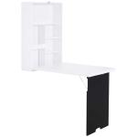 HOMCOM Folding Wall-Mounted Drop-Leaf Table With Chalkboard Shelf multifunction White