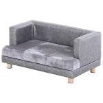 PawHut Pet Sofa Dog Bed Couch Wooden Frame Plush Cover Foam Cushion Puppy Kitten Lounge For Small Dog Cat 68 x 41 x 32 cm
