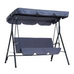 Outsunny 3 Seater Canopy Swing Chair Garden Rocking Bench Heavy Duty Patio Metal Seat w/ Top Roof - Grey