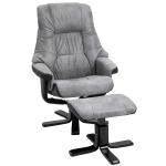 HOMCOM Manual Recliner Sofa With Footrest 360° Swivel Sofa Armchair Cushion Padded Seat Armrest Faux Leather Grey