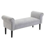 HOMCOM Bed End Side Chaise Lounge Sofa Window Seat Arm Bench Wooden Leg Linen Fabric Cover Grey