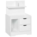HOMCOM Bedside Table with 2 Drawers and Storage Shelves for Living Room Bedroom Accent Table Small Cabinet, White