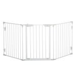 PawHut Pet Safety Gate 3-Panel Playpen Fireplace Christmas Tree Fence Stair Barrier Room Divider with Walk Through Door Automatically Close Lock White