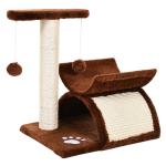Pawhut Cat Tree Scratching Post Kitten Scratcher Kitty Activity Play Center Sisal Rotatable Top Bar Tunnel Dangling Ball Brown
