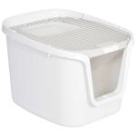 PawHut Cat Litter Box Cat House with Litter Scoop Two Door Design Cat furniture with Lifted Cover Large Space White(c-4)