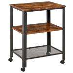 HOMCOM Rolling Microwave Cart Wooden 3-Tier Storage Shelf Industrial Style End Table for Kitchen, Living Room Accent Furniture