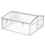 Outsunny Outdoor Greenhouse Polycarbonate Grow House Flower Vegetable Plants Raised Bed Garden Allotment Protector Aluminum Frame 100 x 100 x 48 cm