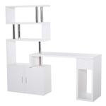 HOMCOM Rotating Corner Table Display Shelf Combo L-Shaped I-Shape Computer Desk Home Office, White