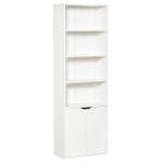HOMCOM Estantería Librería con 4 Compartimentos Abiertos y 1 Armario con 2 Estantes Almacenaje Libros Plantas para Salón Estudio 59x29x180 cm Blanco(c-2)