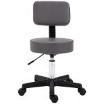Homcom Tabouret massage à roulettes réglable en hauteur pivotant dossier ergonomique gris