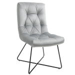 HOMCOM Chaise design néo-rétro capitonné piètement croisé métal noir velours
