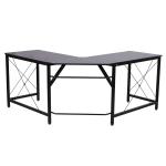 Homcom Bureau d'angle bureau informatique design moderne métal MDF imitation bois noir