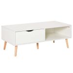 HOMCOM Table basse rectangulaire style scandinave blanc