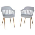 HOMCOM Lot de 2 chaises style néo-rétro accoudoirs coque polypropylène 4 pieds effilés métal imitation bois