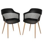 HOMCOM Lot de 2 chaises style néo-rétro accoudoirs coque polypropylène 4 pieds effilés métal imitation bois