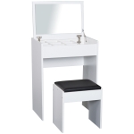 Homcom Table de Maquillage avec Tabouret Blanc 60 x 40 x 79 cm