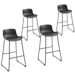HOMCOM Lot de 4 tabourets de bar industriel noir