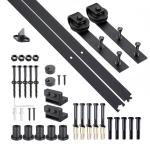 Homcom Kit Complet de Porte Coulissante en Métal Noir 200 x 4 x 1 cm