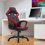 HOMCOM Fauteuil Gaming en revêtement synthétique Noir et Rouge