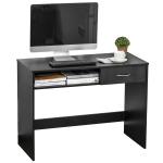 HOMCOM Bureau informatique multimédia compartiment rangement et tiroir
