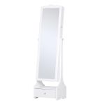 HOMCOM Espejo Joyero de Pie Armario de Joyerías con Luces LED Cerradura Cajones Espejo y Tablero Interior Abatible para Comésticos 45x36x150cm