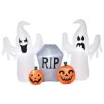 HOMCOM Fantasmas Inflables para Halloween con Luces LED Decoración Hinchable de Halloween para Interiores Exteriores Fiestas 182x57x122 cm Multicolor