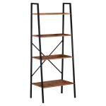 HOMCOM 4-Tier Vintage Ladder Shelf Bookcase Wood Storage Rack Stand Plants Display Black brown