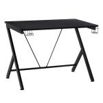 HOMCOM Gaming Desk Computer Table Metal Frame with Cup Holder, Headphone Hook, Cable Hole, Black