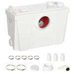 HOMCOM Bomba Trituradora Sanitaria de Agua Residual con 400W y 4 Entradas para Baño Cocina y Lavabo 40x17x28 cm Blanco