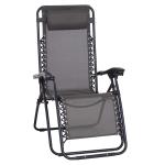 Outsunny Tumbona Plegable de Jardín Silla Gravedad Cero Sillón de Playa Relajante Texteline Marco Acero Carga 120kg 90x65x110 cm Gris