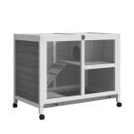 PawHut Wooden Rabbit Hutch Guinea Pigs House Bunny Small Animal Cage W/ Pull-out Tray Openable Roof Wheels 91.5 x 53.3 x 73 cm