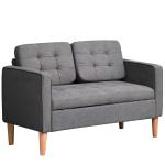 HOMCOM Modern 2-Seater Loveseat Button-Tufted Fabric Couch with Storage Chest, Rubberwood Legs, Grey
