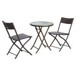 Outsunny 3 PCS PE Rattan Wicker Garden Furniture Patio Wicker Bistro Set Folding for 2 Outdoor Table and Chair Set (Black)(c-1)
