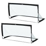HOMCOM Set of 2 Football Goal Net 6 x 3 ft Foldable Outdoor Sport Training Teens Adults Soccer with Carrying Bag Black(c-3)