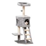 PawHut Cat tree Tower Climbing Kitten Activity Center Furniture with Sisal Scratching Post Condo Perch Dangling Ball Ladder 50 x 40 x 120cm Light Grey