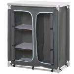 Outsunny Aluminum Camping Cupboard Kitchen Station Cook Table with 3-Shelf, Storage Organiser for BBQ Party Picnics Backyards with Carrying Bag