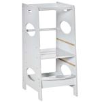 HOMCOM Kids Step Stool Toddler Kitchen Stool Learning Tower with Adjustable Standing Platform for Kids Kitchen Counter Grey
