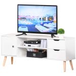 HOMCOM Modern TV Stand for TVs up to 42'' Flat Screen, TV Console Cabinet with Storage Shelf, Drawers, Cable Hole, Home Entertainment Center, Living Room Bedroom and Office, White