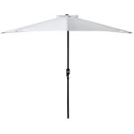 Outsunny 3(m) Half Parasol Semi Round Umbrella Patio Metal Frame Crank Handle for Balcony-- NO BASE INCLUDED, White